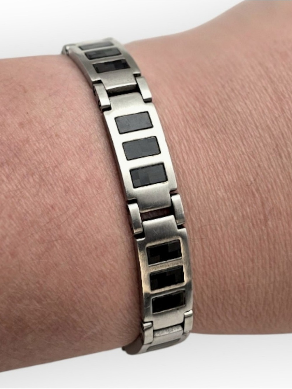 Stainless Steel Black Inlay Bracelet - Unbranded